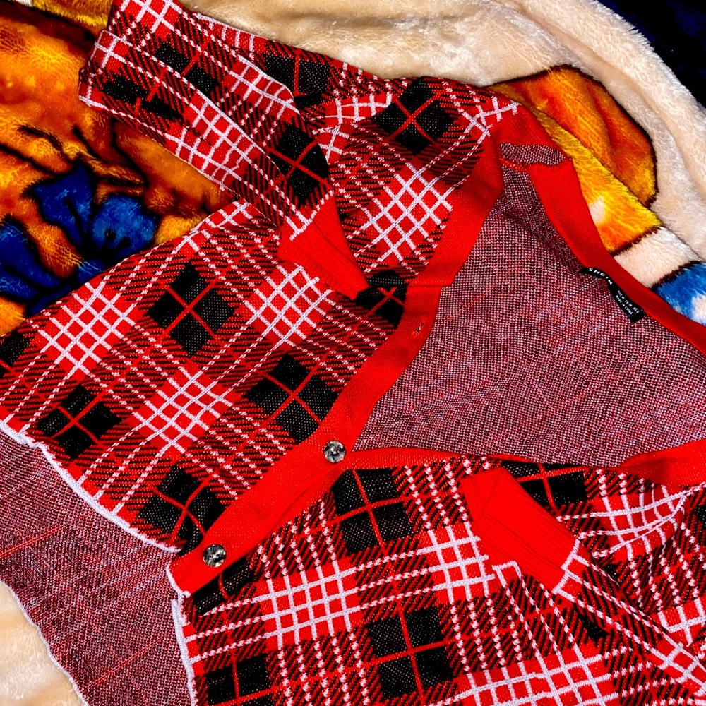 Single Breasted Plaid Cardigan